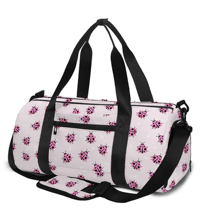 Pink Ladybug Pattern Print Gym Bag
