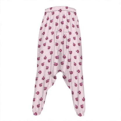 Pink Ladybug Pattern Print Hammer Pants
