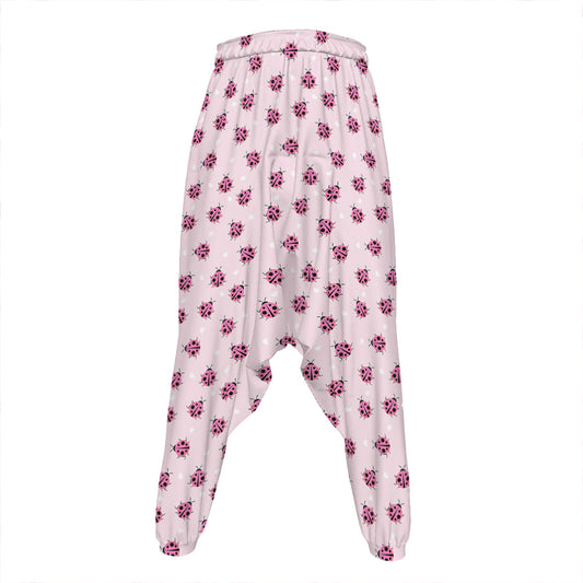 Pink Ladybug Pattern Print Hammer Pants