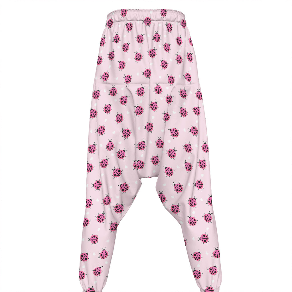 Pink Ladybug Pattern Print Hammer Pants