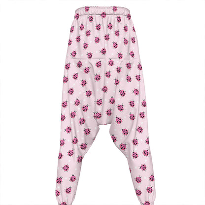 Pink Ladybug Pattern Print Hammer Pants