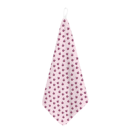 Pink Ladybug Pattern Print Hand Towel