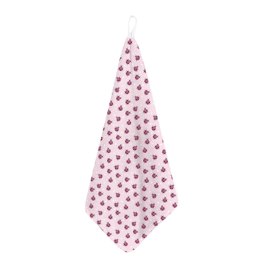 Pink Ladybug Pattern Print Hand Towel