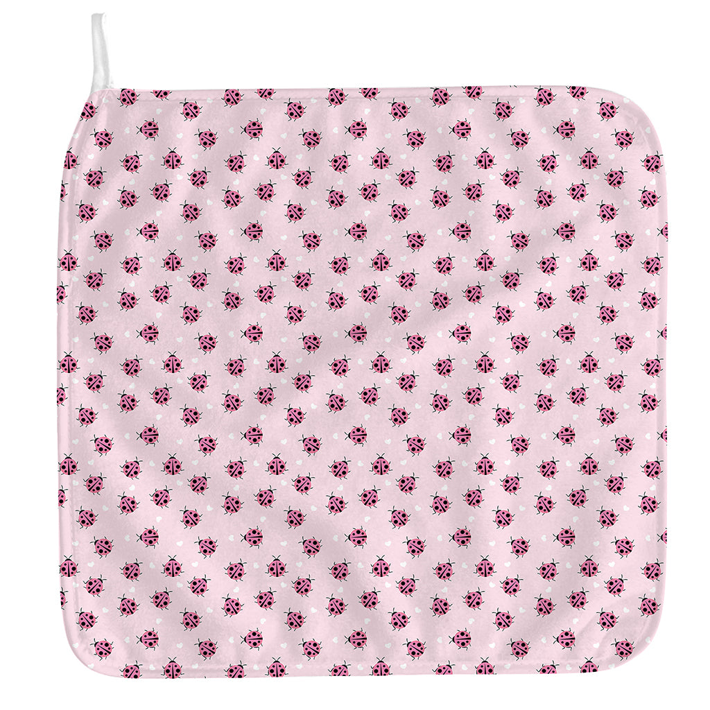 Pink Ladybug Pattern Print Hand Towel