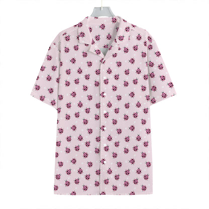 Pink Ladybug Pattern Print Hawaiian Shirt