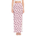 Pink Ladybug Pattern Print High Slit Maxi Skirt