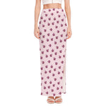 Pink Ladybug Pattern Print High Slit Maxi Skirt