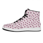 Pink Ladybug Pattern Print High Top Leather Sneakers