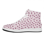 Pink Ladybug Pattern Print High Top Leather Sneakers