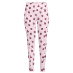Pink Ladybug Pattern Print High-Waisted Pocket Leggings