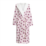 Pink Ladybug Pattern Print Hooded Bathrobe