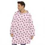 Pink Ladybug Pattern Print Hoodie Blanket
