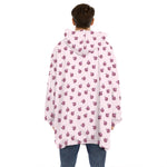 Pink Ladybug Pattern Print Hoodie Blanket