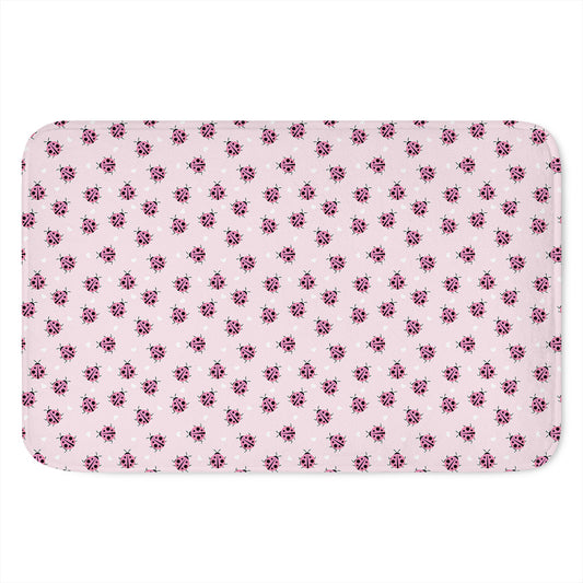 Pink Ladybug Pattern Print Indoor Door Mat