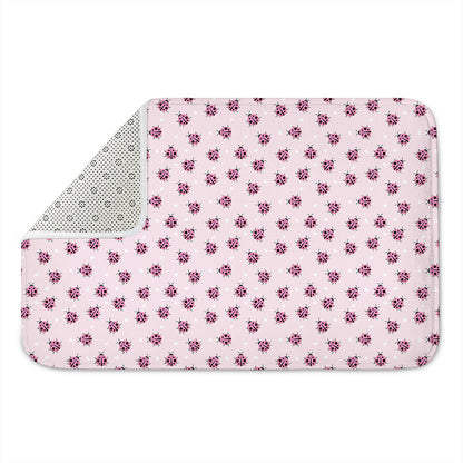 Pink Ladybug Pattern Print Indoor Door Mat