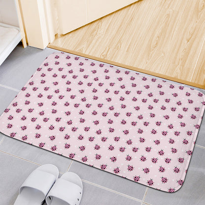 Pink Ladybug Pattern Print Indoor Door Mat