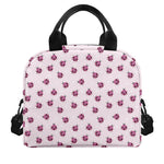 Pink Ladybug Pattern Print Insulated Lunch Bag