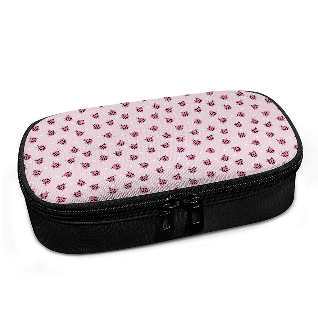 Pink Ladybug Pattern Print Insulin Cooler Travel Case