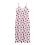 Pink Ladybug Pattern Print Jersey Midi Cami Dress