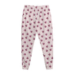 Pink Ladybug Pattern Print Jogger Pants