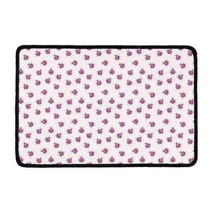 Pink Ladybug Pattern Print Kitchen Mat