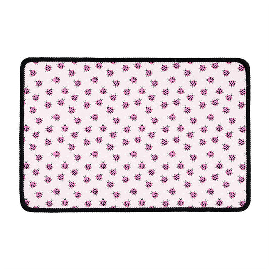 Pink Ladybug Pattern Print Kitchen Mat