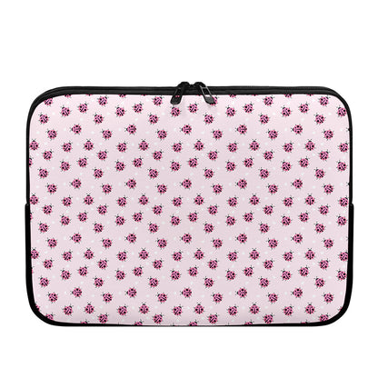 Pink Ladybug Pattern Print Laptop Sleeve