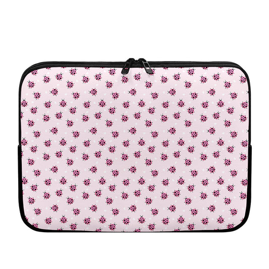 Pink Ladybug Pattern Print Laptop Sleeve