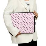 Pink Ladybug Pattern Print Laptop Sleeve