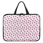 Pink Ladybug Pattern Print Laptop Sleeve With Handle