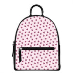 Pink Ladybug Pattern Print Leather Backpack