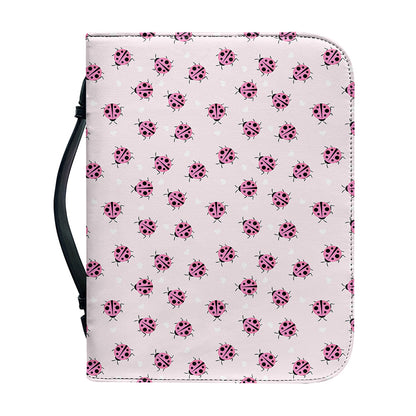Pink Ladybug Pattern Print Leather Bible Cover
