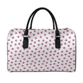Pink Ladybug Pattern Print Leather Duffel Bag