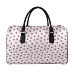 Pink Ladybug Pattern Print Leather Duffle Bag