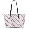 Pink Ladybug Pattern Print Leather Tote Bag With Zipper
