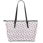 Pink Ladybug Pattern Print Leather Tote Bag