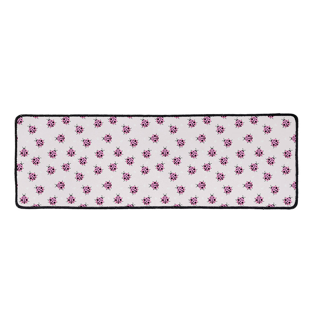 Pink Ladybug Pattern Print Long Kitchen Mat