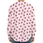Pink Ladybug Pattern Print Long Sleeve Baseball Jersey