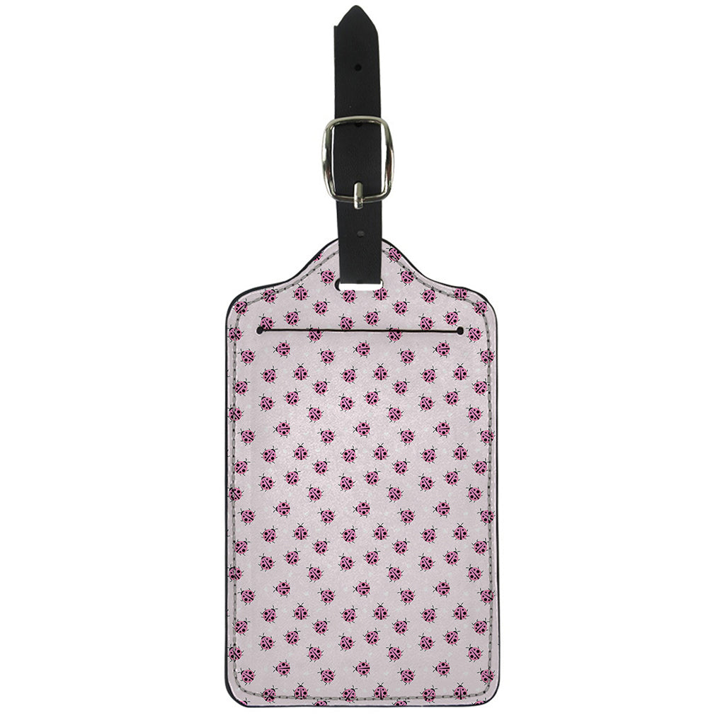 Pink Ladybug Pattern Print Luggage Tag