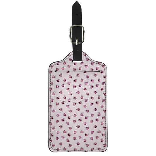 Pink Ladybug Pattern Print Luggage Tag