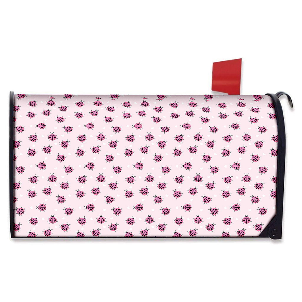 Pink Ladybug Pattern Print Mailbox Cover
