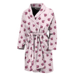 Pink Ladybug Pattern Print Men's Bathrobe