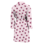 Pink Ladybug Pattern Print Men's Bathrobe