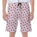 Pink Ladybug Pattern Print Men's Beach Shorts
