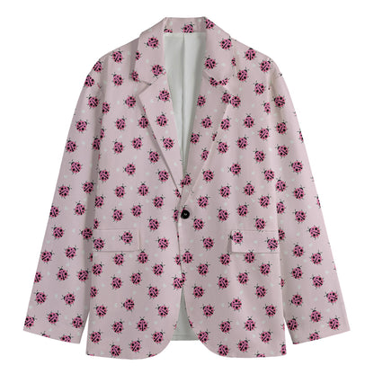 Pink Ladybug Pattern Print Men's Blazer