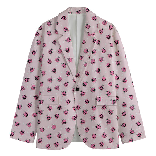 Pink Ladybug Pattern Print Men's Blazer