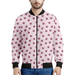 Pink Ladybug Pattern Print Men's Bomber Jacket