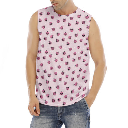 Pink Ladybug Pattern Print Men's Fitness Tank Top