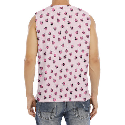 Pink Ladybug Pattern Print Men's Fitness Tank Top