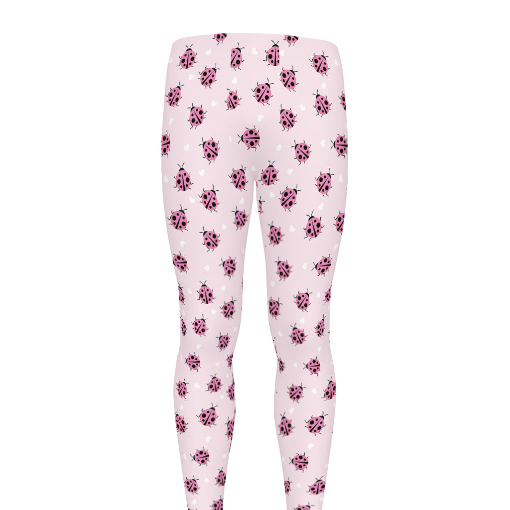 Pink Ladybug Pattern Print Men's leggings